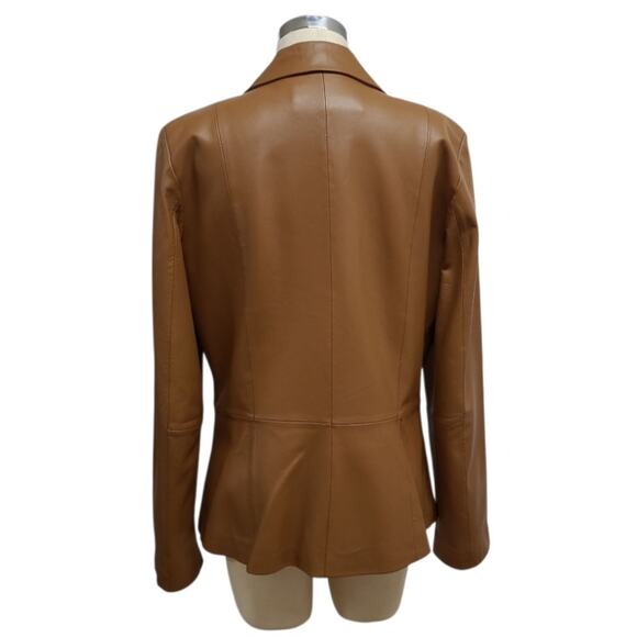 Monterey Bay Brown Genuine Leather Single Breasted Blazer Size 10T Tailored EUC - Picture 3 of 12